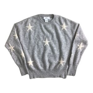 Magaschoni‎ Cashmere Stars Sweater Gray Oatmeal Sz Large